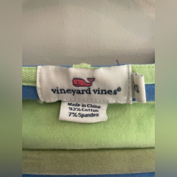 Vineyard Vines Blue and Green Striped Long Sleeve Tee Short with Hood - Picture 4 of 5